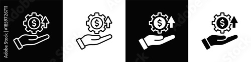 Profitability  Icon Set White And Black Background Style