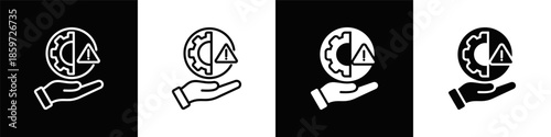 Risk Management  Icon Set White And Black Background Style