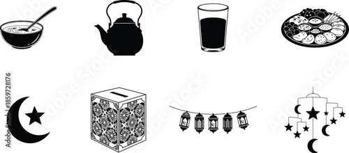 Ramadan icons set for celebration and decoration