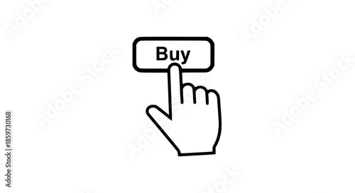 Hand buying action black white icon 