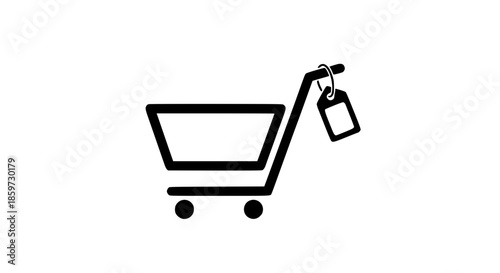 Shopping basket tag clean design black white icon 