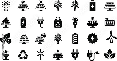 collection of energy icons for sustainable projects