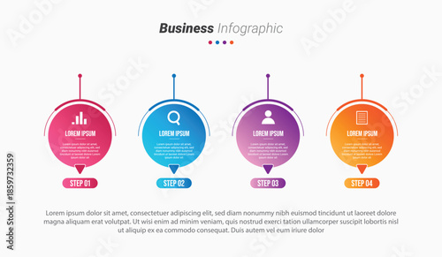 Stylish 4 steps business infographics template, Infographic 4 steps flowchart design, template, info graph template, Professional infographic template business, Infographic with innovative ideas,