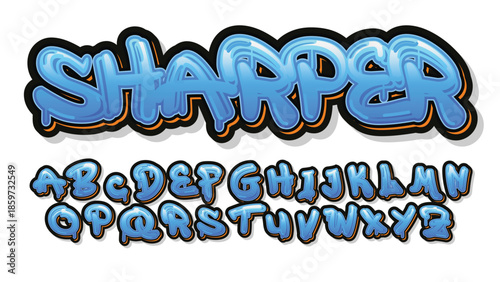 blue dripping graffiti tag themed typography