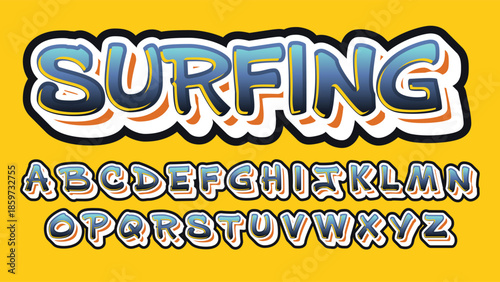 3d blue gradient summer colors bold brush typography