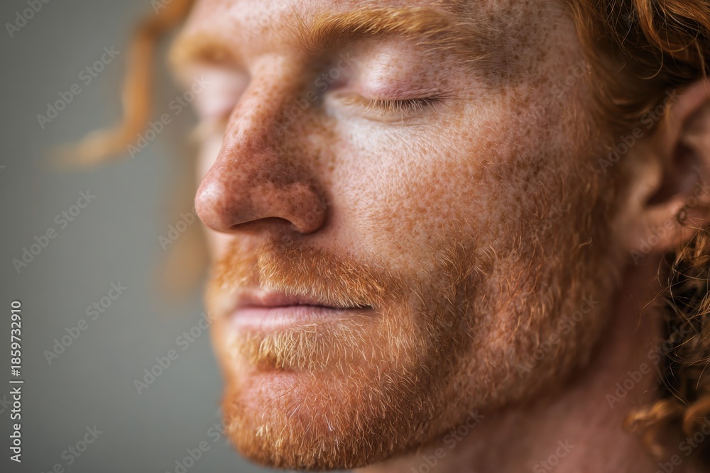 Obraz premium Man practices nostril breathing in a calm indoor setting while focusing on relaxation and mindfulness in the evening