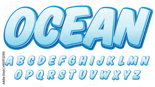 blue gradient bold 3d cartoon typography