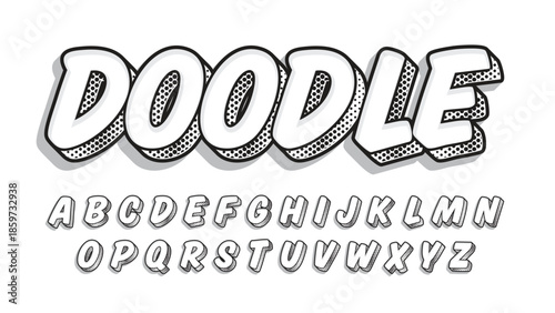 doodle sketch cartoon bold line typography