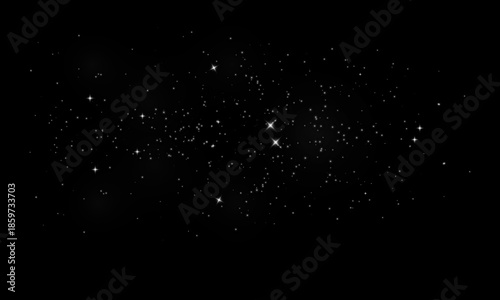 Foto Scattered bright twinkling stellar points create a dense glittering galaxy effec