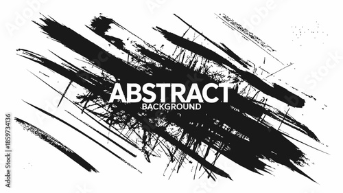 Modern abstract background with dynamic black brush strokes