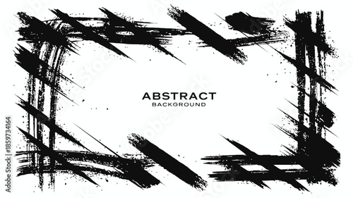 Modern abstract background with dynamic black brush strokes