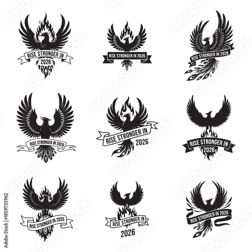 Intricate Motivational Phoenix Art Black White High Contrast 2026
