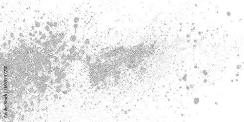 Tableau sur toile Stipple splatter cloud, scattered grain particles across wide white space