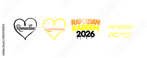 Ramadan Kareem 2026 Lettering Design Collection Vector
