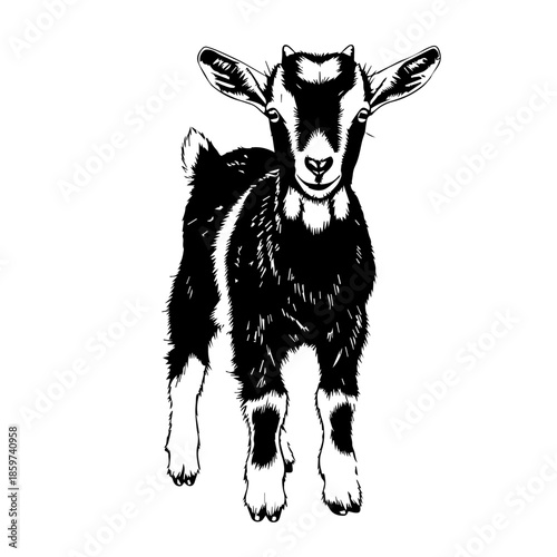 Young goat standing alone