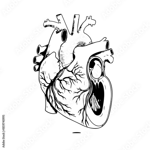 Detailed anatomy of a human heart