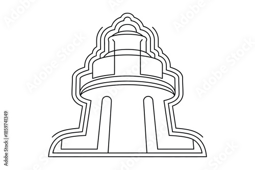 Southeast Asian Stupa Temple Landmark Line Art