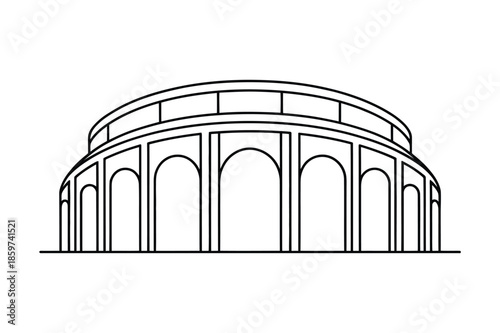 Ancient Roman Colosseum Amphitheater Line Art Illustration