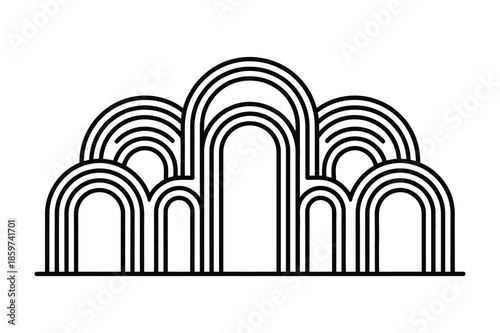 Symmetrical Geometric Archway Design Architecture Icon