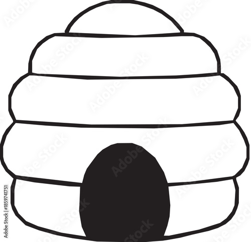 Striped black beehive design on transparent background silhouette.