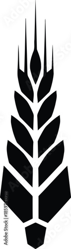 Vector Illustration of Wheat Sheaf Icon: Black Grain Symbol for Agriculture, Farming & Harvest