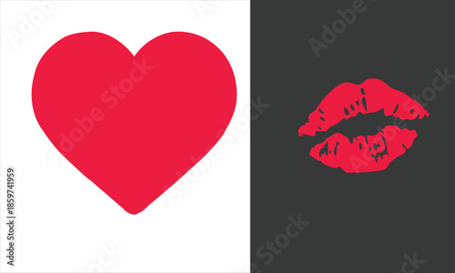 An illustration of love and life with hearts lips and stars
