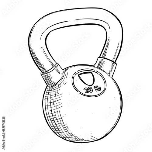 Kettlebell fitness vector line art hand drawn illustration