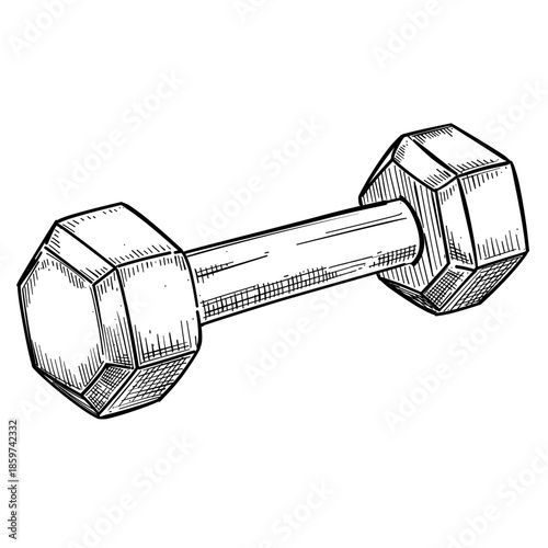Dumbbell vector line art hand drawn illustration
