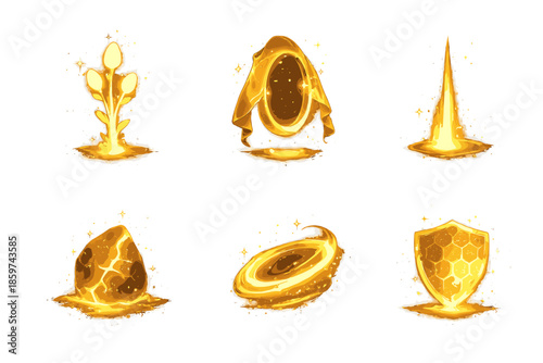 Secret Glow Icons. Solid style icons of Secret Glow: luminous stalk, veiled ring, subtle beam, hidden pulse, radiant loop, energy