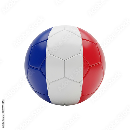 Wallpaper Mural Soccer ball with France national flag colors of blue, white, and red, isolated on a transparent background, vibrant and dynamic design, symbolizing national pride and sporting passion. Torontodigital.ca