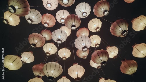 Chinese lanterns hanging for lunar new year celebration