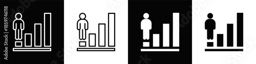 Personal Growth Icon White And Black Background Style