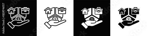 Work Life Balance Icon White And Black Background Style