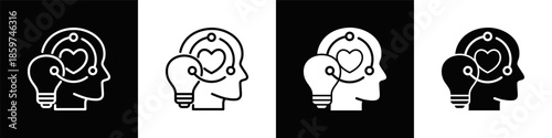 Emotional Intelligence Icon White And Black Background Style