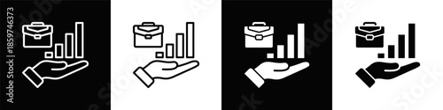 Career Advancement Icon White And Black Background Style