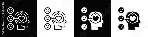 Emotional Intelligence Icon White And Black Background Style