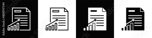 Analytics Icon Set White Black Background Style