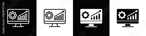 Dashboard Icon Set White Black Background Style