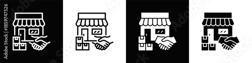 Vendors Icon Set White Black Background Style