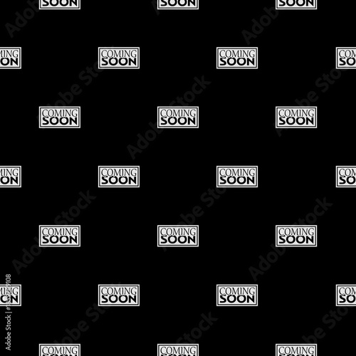 Coming soon seamless pattern isolated on black background