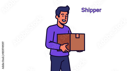 Happy delivery person handling a parcel, representing modern logistics and dispatch services