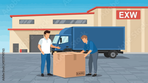 Streamlined ex works delivery process at a modern industrial facility for efficient global trade