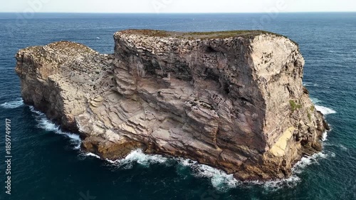 Wallpaper Mural Aerial view of a rugged island off the coast of Sagres Portugal on a clear day waves crash against the rocky shore Torontodigital.ca