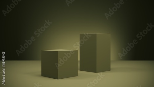 Minimal Green Podium for Product Display and Mockup