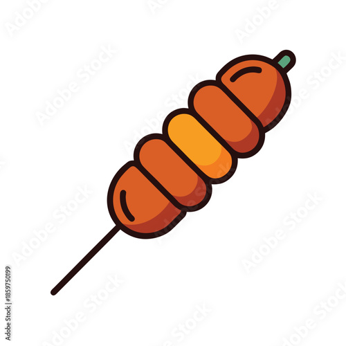 Delicious Skewer Food Illustration, Grilled Meat And Vegetable