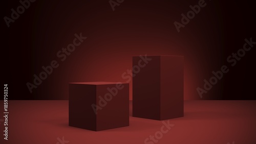 Minimal Red Podium for Product Display and Mockup