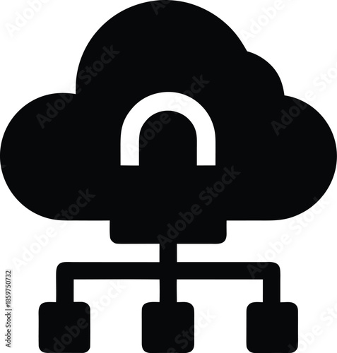 cloud firewall silhouette vector illustration on transparent background