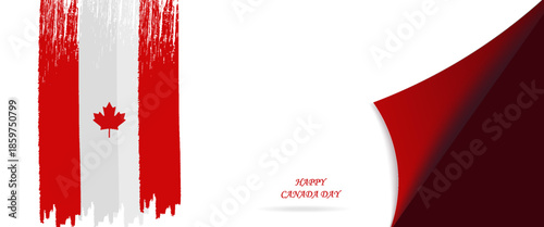 Happy Canada day background with watercolor brushed lines. Grunge canadian flag. Template for invitation, poster, flyer, banner, etc.