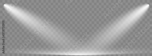 Stage Spotlights with Light Beams on Transparent Background