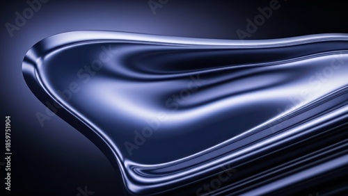 Abstract Blue Metallic Flowing Surface with Reflections